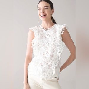 Lace Flutter Sleeve Top NWOT